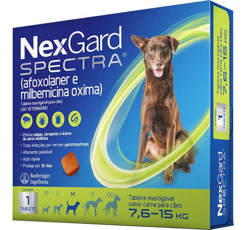 Nexgard Spectra P/ Cães De 7,6kg a 15kg C/1 Tablete