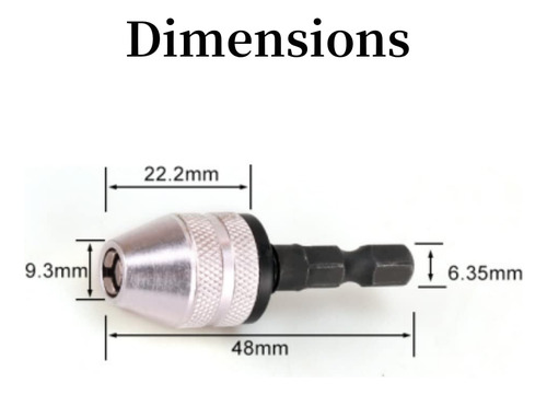 2 Unidades Adaptador Broca Sin Llave Vástago Hexagonal Plata