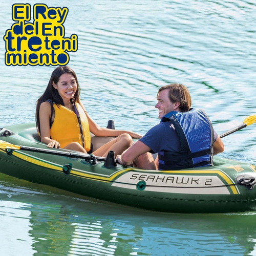 Imagen 8 de 8 de Bote Intex Gomón Inflable 2 Personas Remo Inflador - El Rey