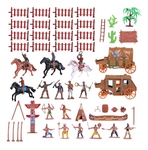 43x Acessórios Do Conjunto De Bonecas De Plástico West Cowbo