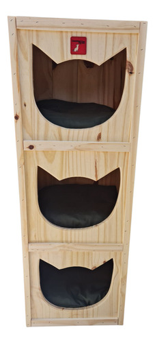 Cucha Para 3 Gatos Cerrada Con Almohadones Madera