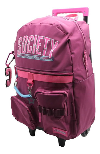 Mochila Cresko Always Con Carro Color Rosa Diseño de la tela Liso