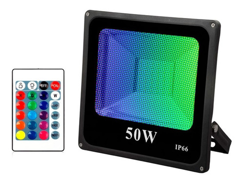 Reflector Led Rgb 50w Exterior 16 Colores Control Remoto