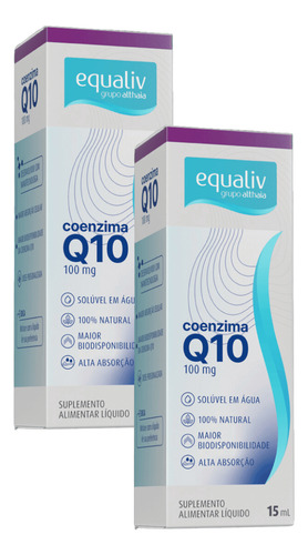 2x Coenzima Q10 Gotas 15ml Sem Sabor 100% Natural - Equaliv