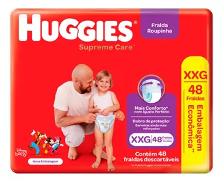 Fraldas Huggies Supreme Care Fralda Roupinha XXG x 48 unidades