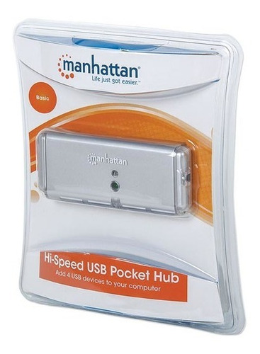 Hub Usb Manhattan 160599 V2.0 4 Puertos Mini Plata