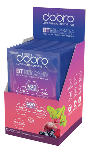 BT Nitrato em Pó com Taurina 10 Sachê de 30g cada Dobro Sabor Açaí