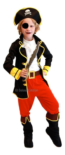 Disfraz Pirata Para Niños Halloween Con Gorro Parche Chaleco