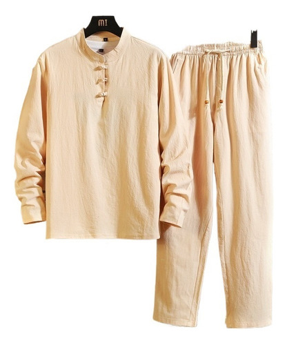 (camisa + Pantalones) Camisa Para Hombre Camisas De Lino Y A
