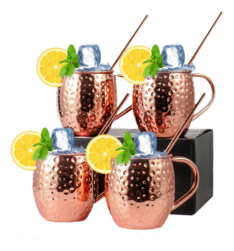 Juego De 4 Tazas Straw Cup Copper Moscow Mule Pure 1