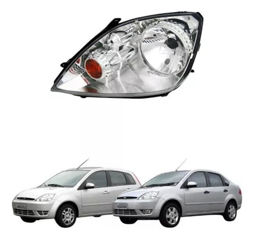 Farol Ford Fiesta Hatch Sedan 03/07 Cromado Amazon