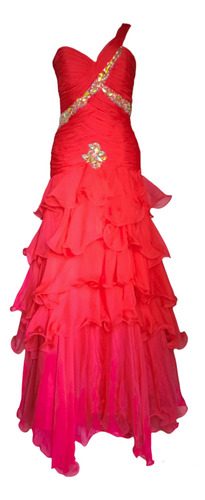 Vestido Largo Para Quinceañera De Gala Rojo 