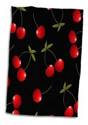3d Rose Print Juicy Red Cherries On Black Twl_24730_1 T...