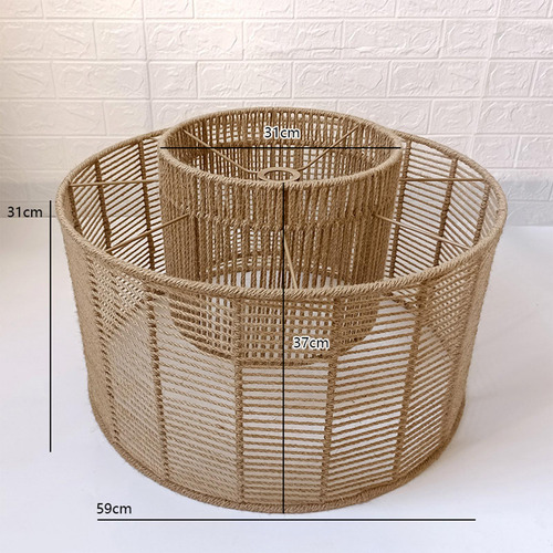 Substituição De Abajur De Rattan Cilindro Boho Tecido