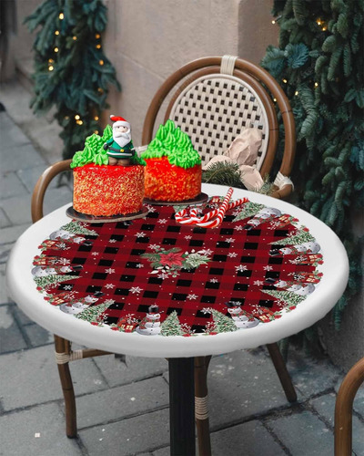 Mantel Redondo Ajustable De Muñeco De Nieve De Navidad Para