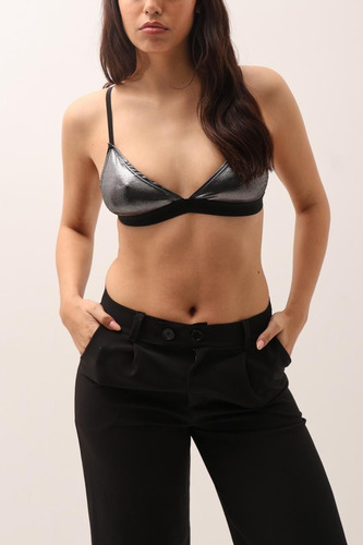 Tops Corpiños Para Usar De Bajo Del Tul Mujer Naif Negro Sasy Lycra C/ Foil S