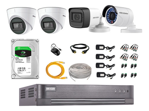 Kit 4 Cámaras Seguridad Full Hd Hikvision 3 Camaras Audio