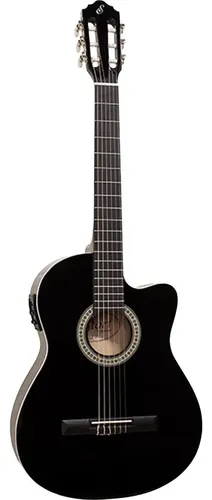 Violão Eletroacústico Giannini Start Nf-14 Ceq Para Destros Preta Bordo Escurecido Verniz Brilhante