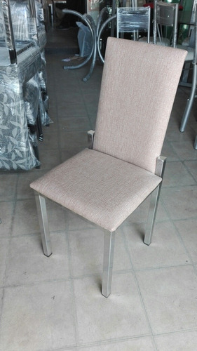 Juego Comedor Cromado 4 Sillas Mesa Vidrio 1,40x0,80 Moderno