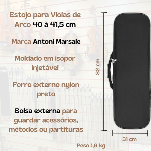 Estojo Case Viola De Arco Antoni Marsale Xya3000 Retangular