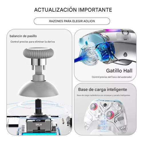 Control Inalámbrico Aolion Eva Para Pc Incluye Base De Carga Violeta