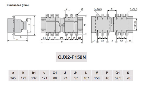Contator Intertravado Tripolar Cjx2-f150n 220v 150a Jng