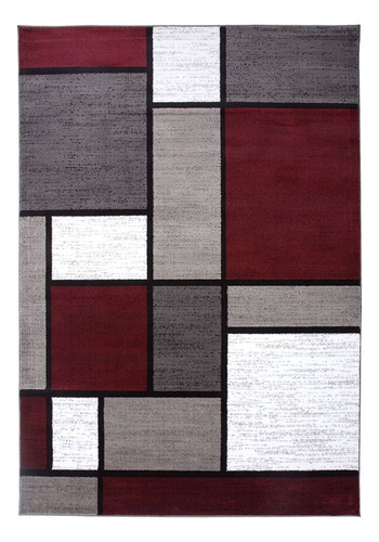 Alfombra De Cuadros Burdeo 200x240 Lisa Delgada Wym Z4
