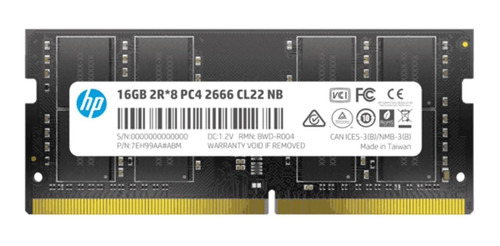 Memoria Hp 7eh99aa S1 Ddr4 2666mhz 16gb Cl19 Sodimm 