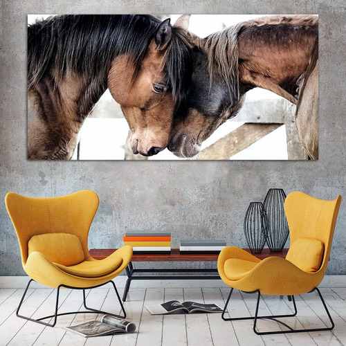 Cuadro Decorativo Animales Caballos Enamorados (120x60cm)