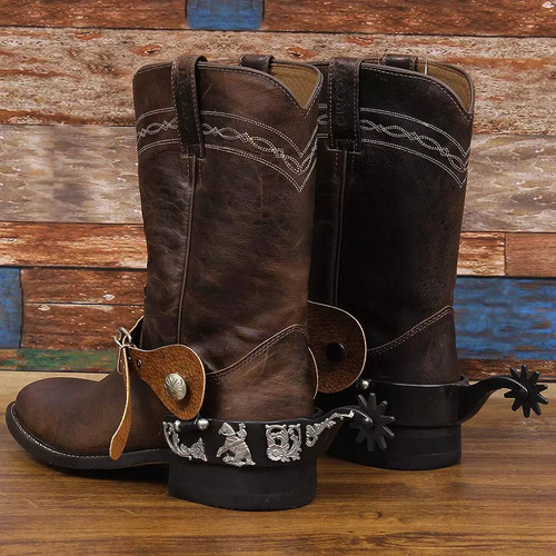 Espora Partrade Cowboy Tack Floral Rédeas Preto
