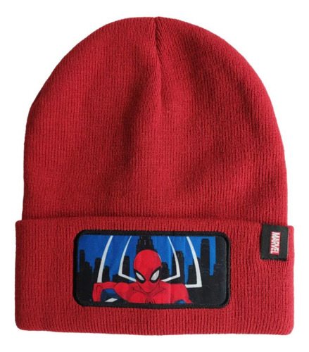 Gorro Tejido Invierno Spiderman Hombre Araña Bordo/gris