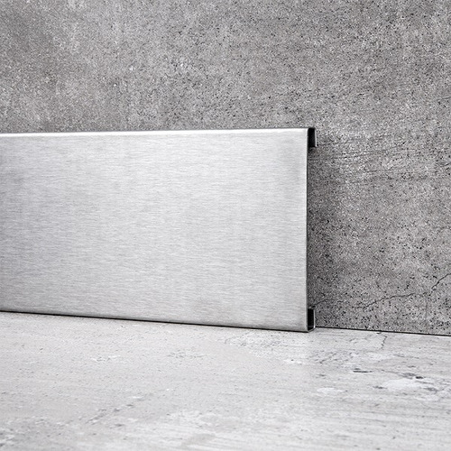 Zocalo C Pasacable Acero Esmerilado 60x2500 Mm Moldumet Plata Esmerilado