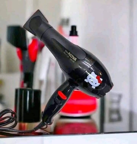 Secadora De Cabello Negra Hello Kitty Sanrio Kuromi Portatil Negra