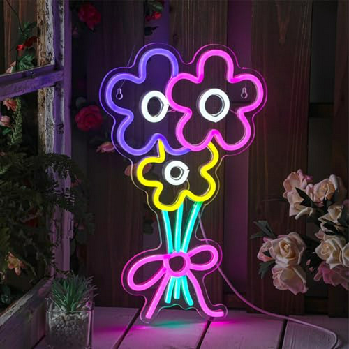 Lámpara Led Neon Floral   