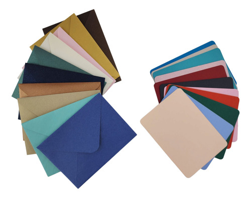 50 Sobres Mini Papel Nacarado 140g 8x11cm + 50 Tarjetas