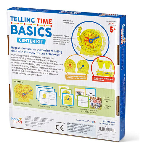 Conjunto De Atividades Hand2mind Telling Time Com Relógio Nu