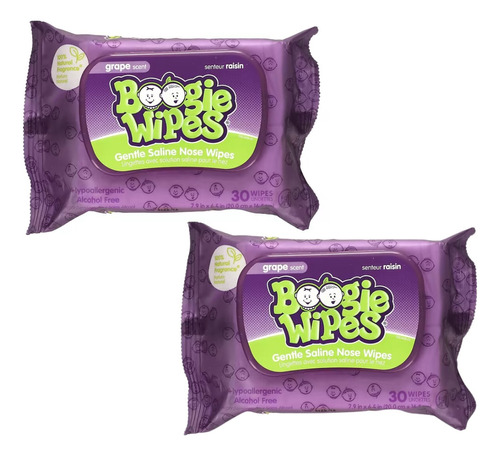 Kit De Lenços Boogie Wipes Grape  30 Lenços - 2 Pacotes