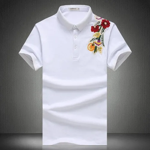 Camisas Bordadas Para Hombre Playeras De Negocios Con Flor