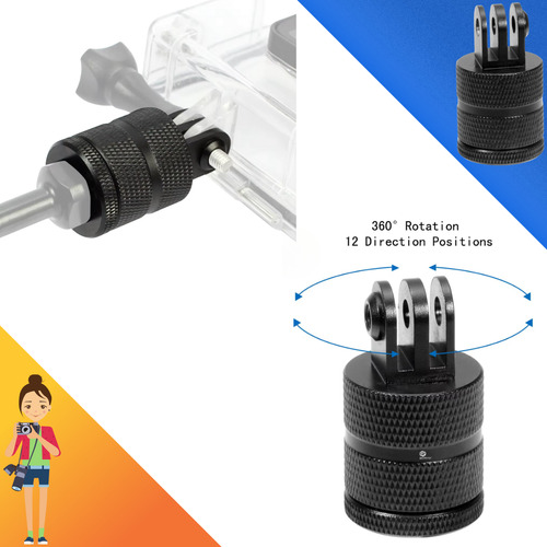 Suporte Adaptador 360 Rosca 1/4 Tripé Gopro Hero 12 13 Black Vibe Shoot Original