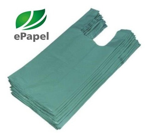 1.000 Sacola Plástica Média 38x48 - Reciclada Verde D22 Fina