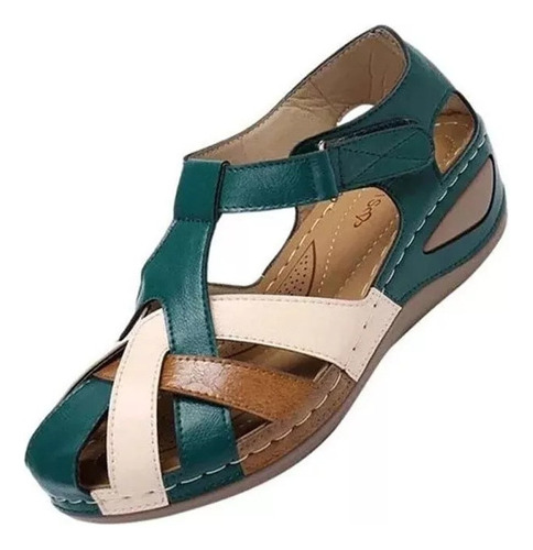 Sandalias De Mujer Zapatos Talla Grande Retro Punta Redonda