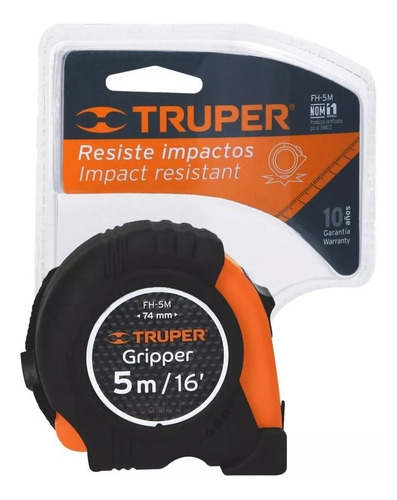 Wincha 5m X 19mm Griper Metros Y Pulgada Truper Anti Impacto