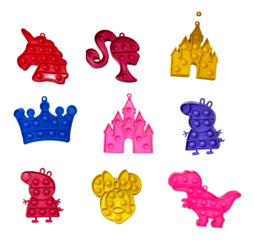 Imagen 3 de 7 de Mini Pop It Pack X5 Silicona Popit Colgante Nacional