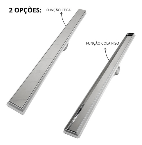 Ralo Linear 80cm Banheiro Oculto Piso Cocho Cinza