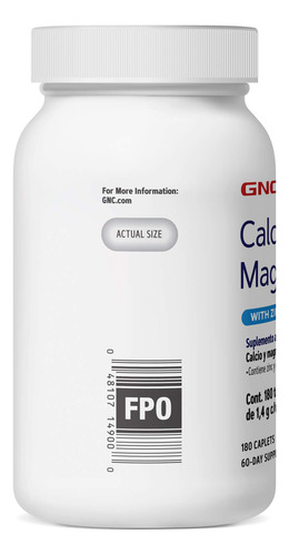 Calcio 1000 Mg Magnesio 400 Mg Gnc 180 Tabletas