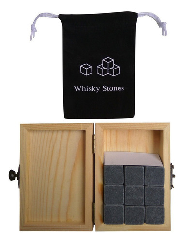 Juego De 9 Piedras For Whisky, Caja De Madera For Piedras