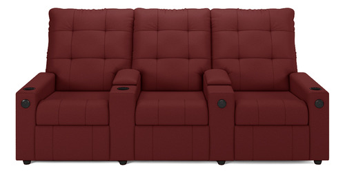 Poltrona Reclinável Para Cinema Parma 3l Baú Usb Pu Cor Vermelho