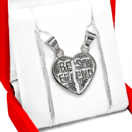 Corazon Best Friend Mejores Amigas Con Cadenas Plata 925  