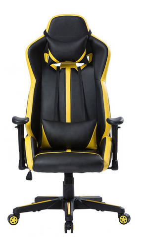 Imagen 7 de 8 de Silla Gamer Pro Para Oficina Giratoria En Cuerina Amarillo