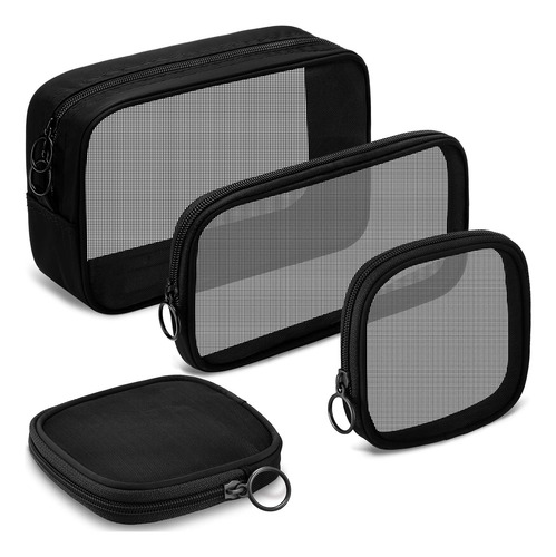 Weewooday 4 Pcs Mesh Makeup Bag Mesh Cosmetic Bag Travel To